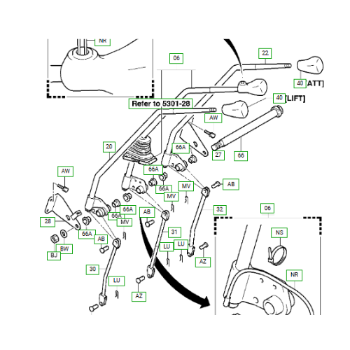31327-23000-71 Mast bushing control valve body lever lift and tilt toyota forklift