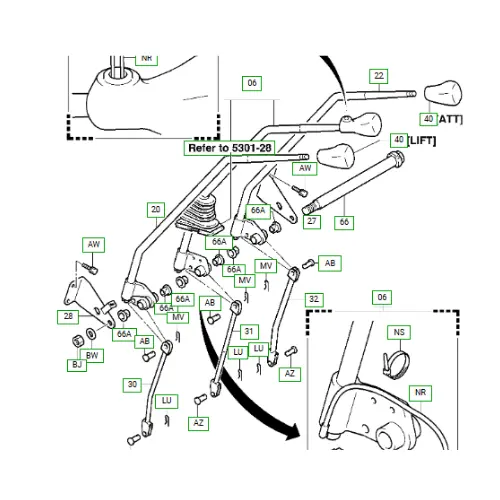 31327-23000-71 Mast bushing control valve body lever lift and tilt toyota forklift D Mart Parts